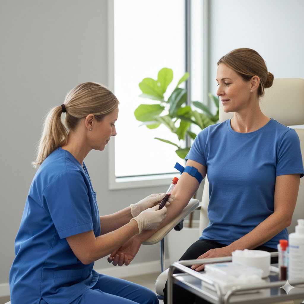A woman getting her blood tested