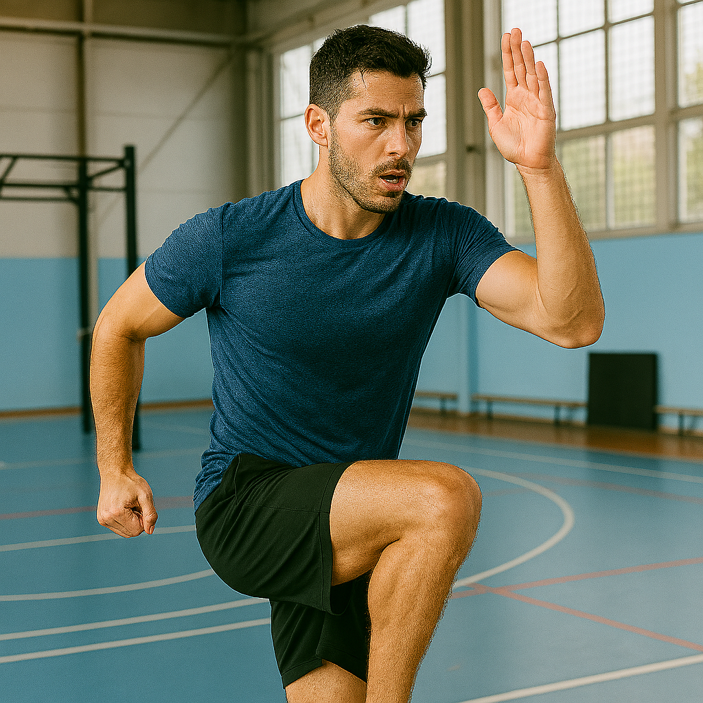 A man exercising intensely