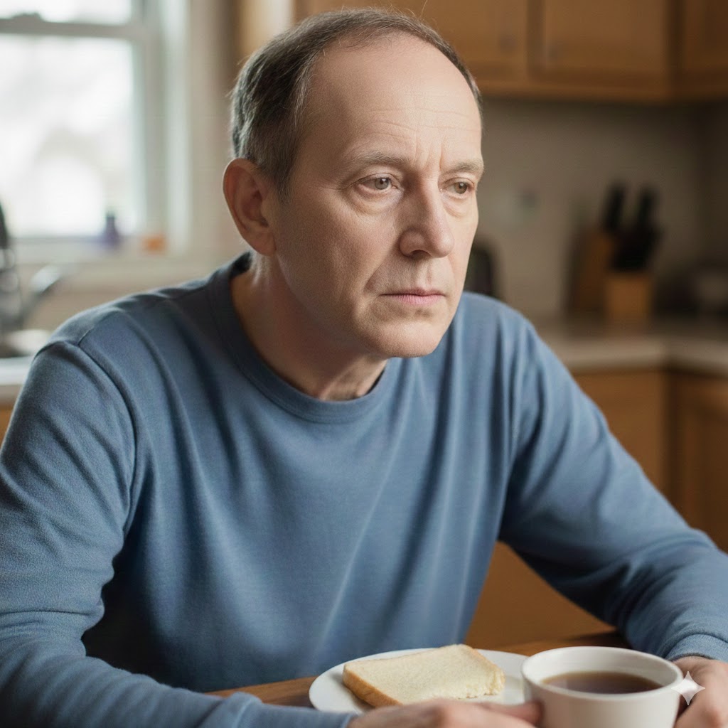 A man with pale skin