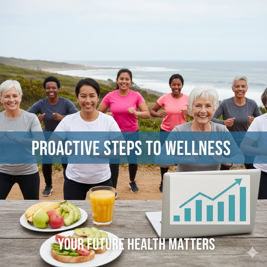 Women exercising with a table of healthy food