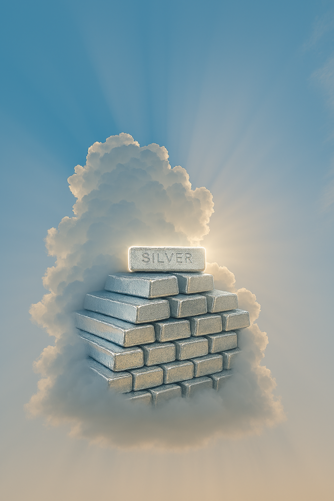 A cloud showing bars of silver inside it