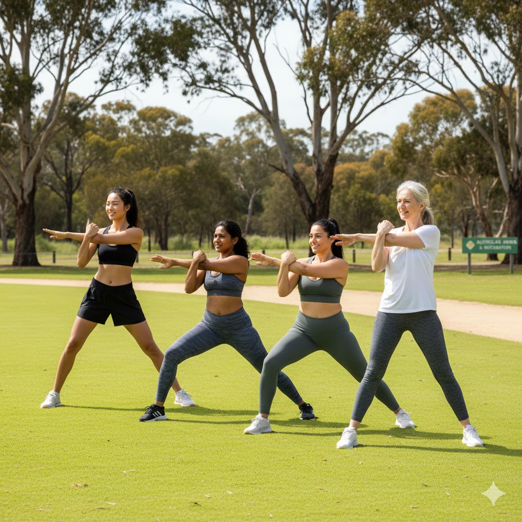 Women stretching